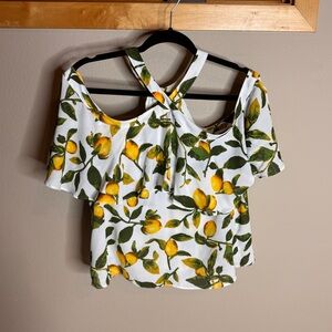 Off the shoulder Lemon Print Off-Shoulder Top